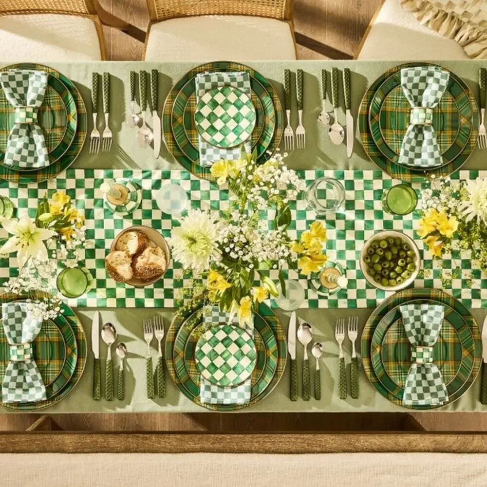 NEW MacKenzie-Childs Emerald Check Table Runner 14x72